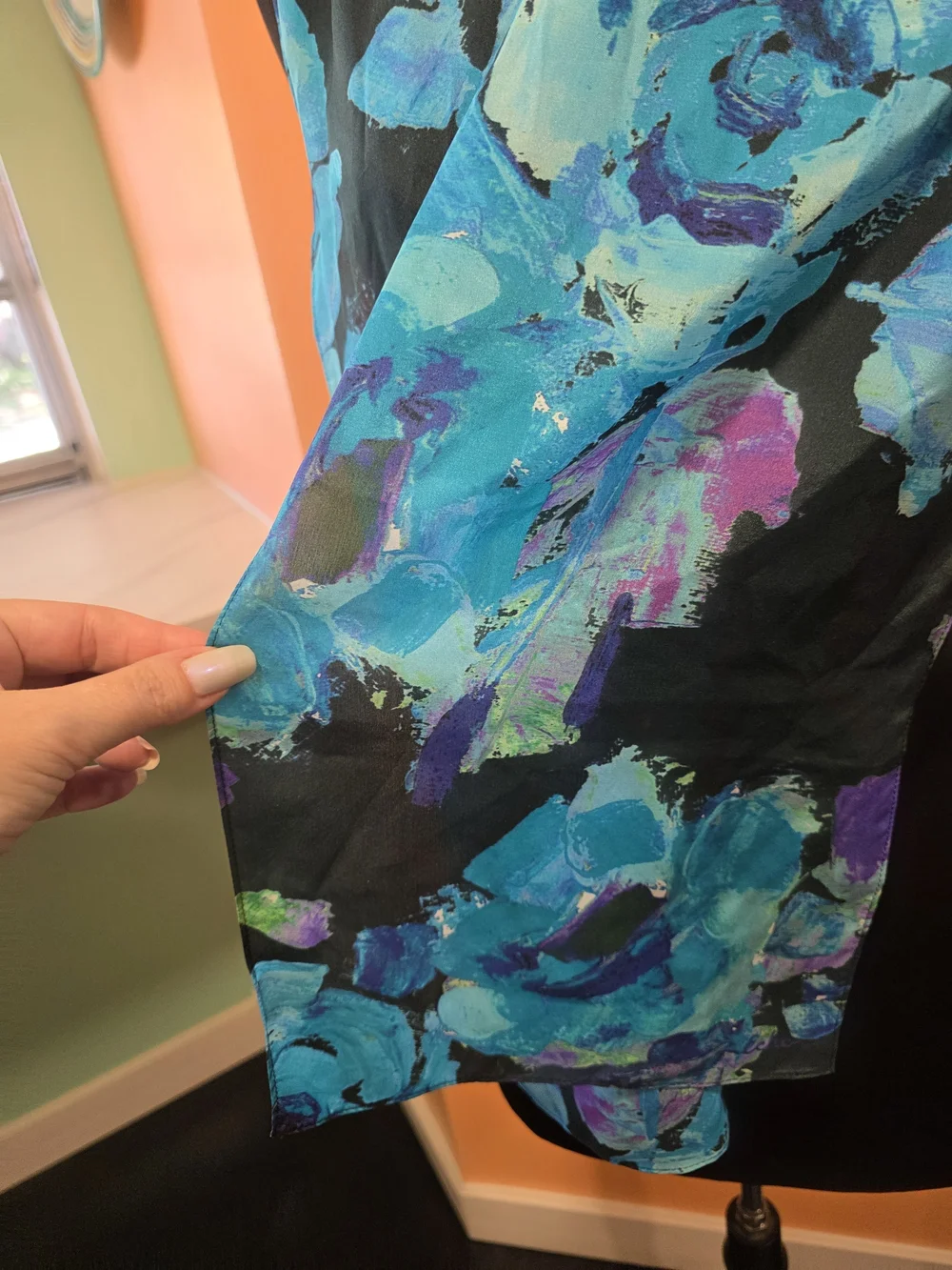 Echo Silk Scarf Mermaidcore Vacation Watercolor Turquoise Blue Floral Print